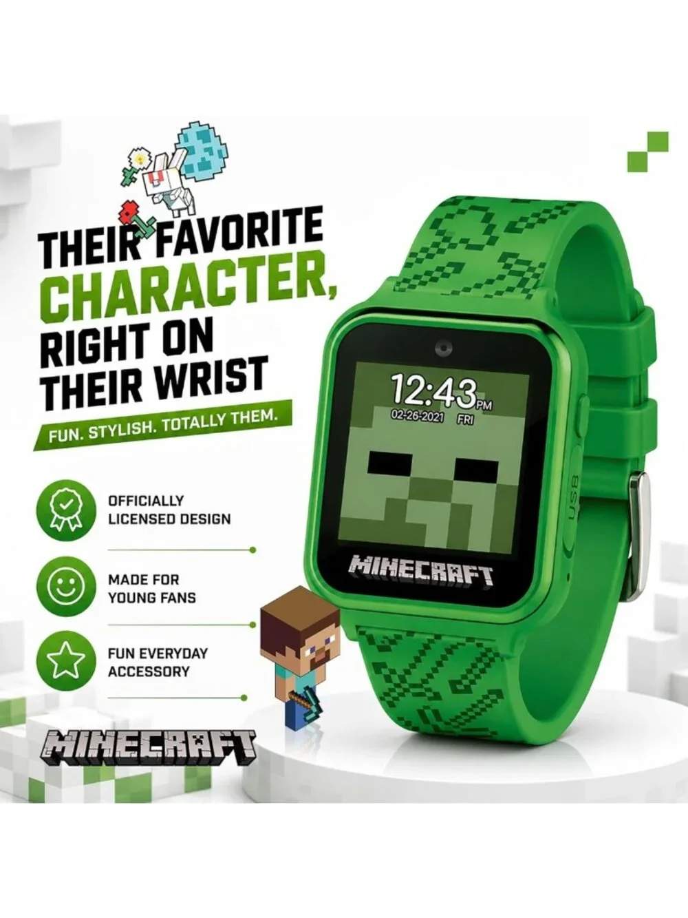 Interactive Kids Smart Watch - Touchscreen, Camera, Games, Pedometer, 10 Faces